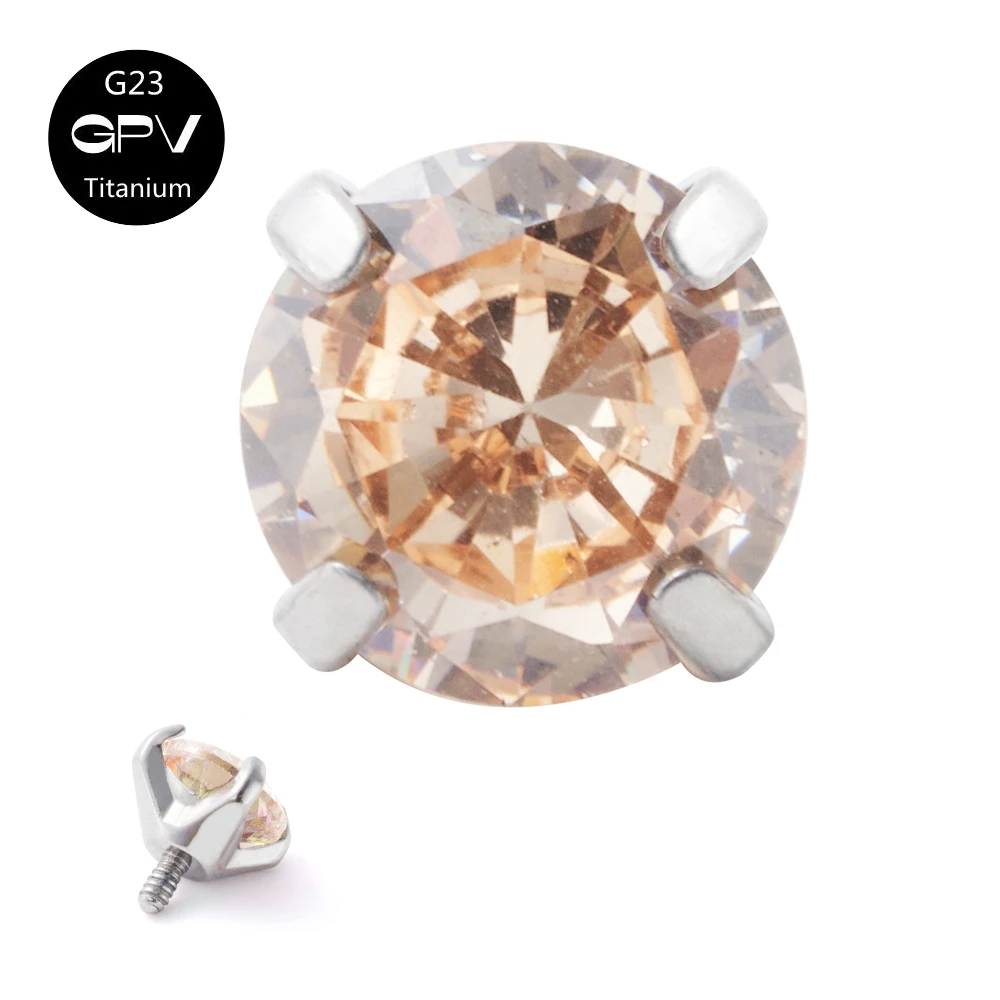 6/10PCS G23 F136 Puncture Jewelry Accessories Four Claw Zircon Lip Nail Nose Nail Ear Cartilage Nail Head Fit 16G Base Rod