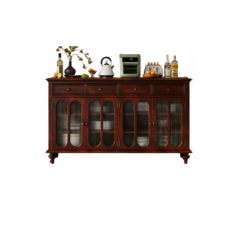 American retro side cabinet solid wood Changhong glass cupboard