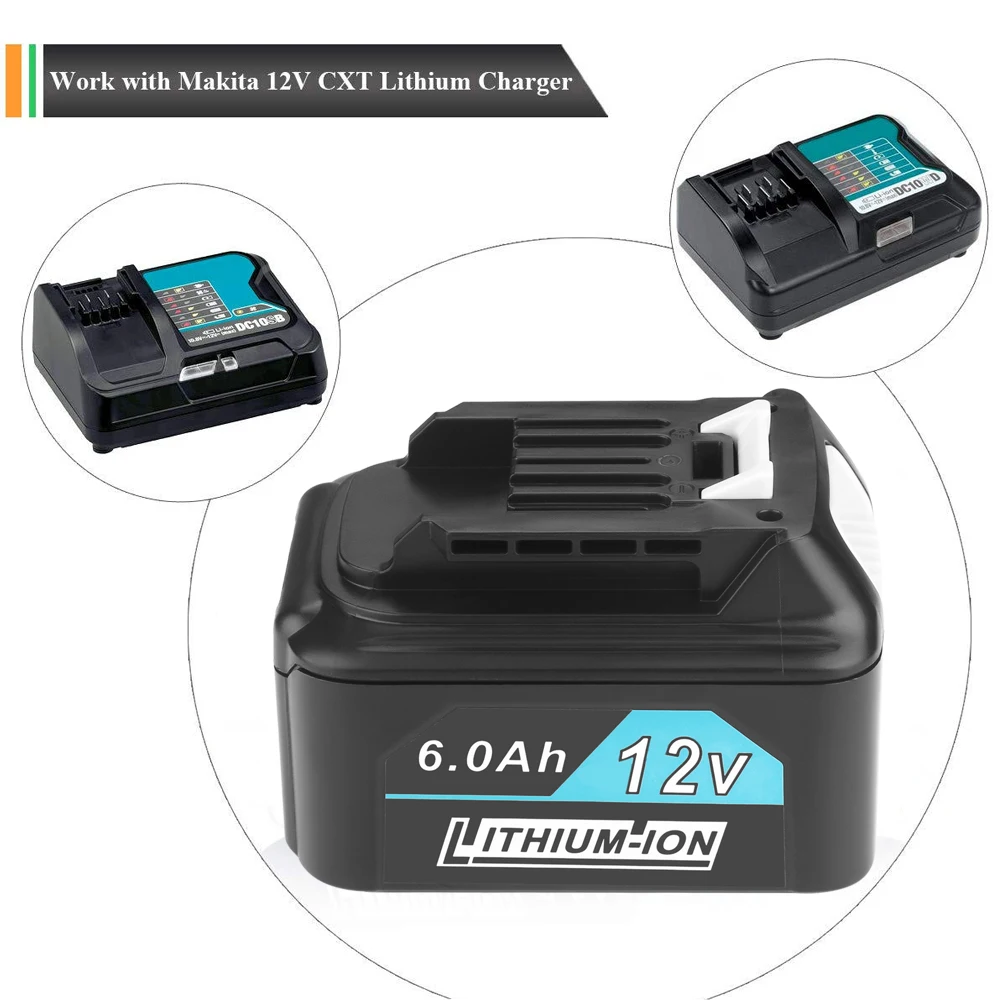 12V 6.0Ah Rechargeable Battery Power Tools Replaceable Battery For Makita BL1021B BL1041B BL1015B BL1020B BL1040B