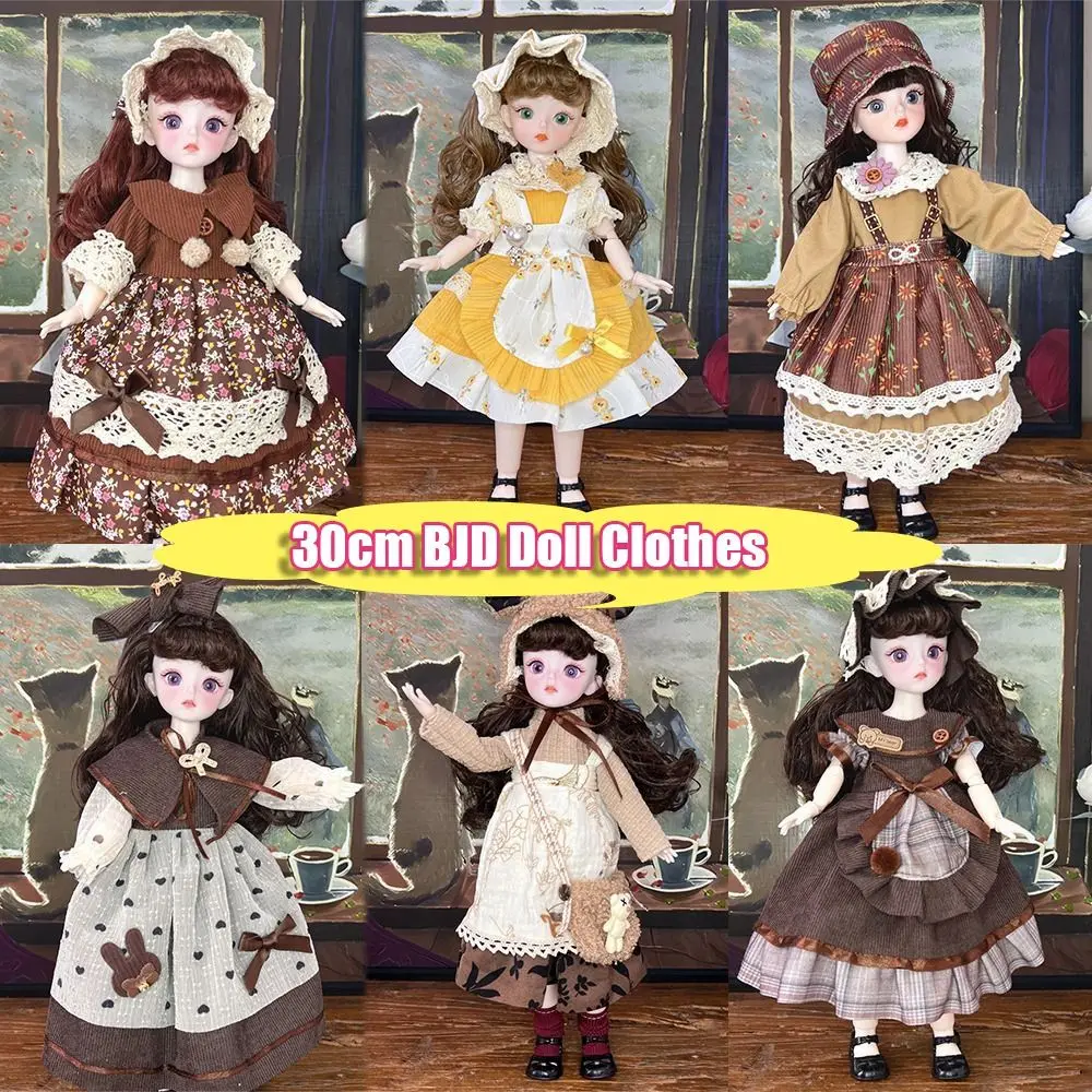 30cm Cute Multi-Joint Movable BJD Doll Clothes Cosplay Girl Birthday Gift Doll Princess Dress Doll Accessories Doll Outfit Set