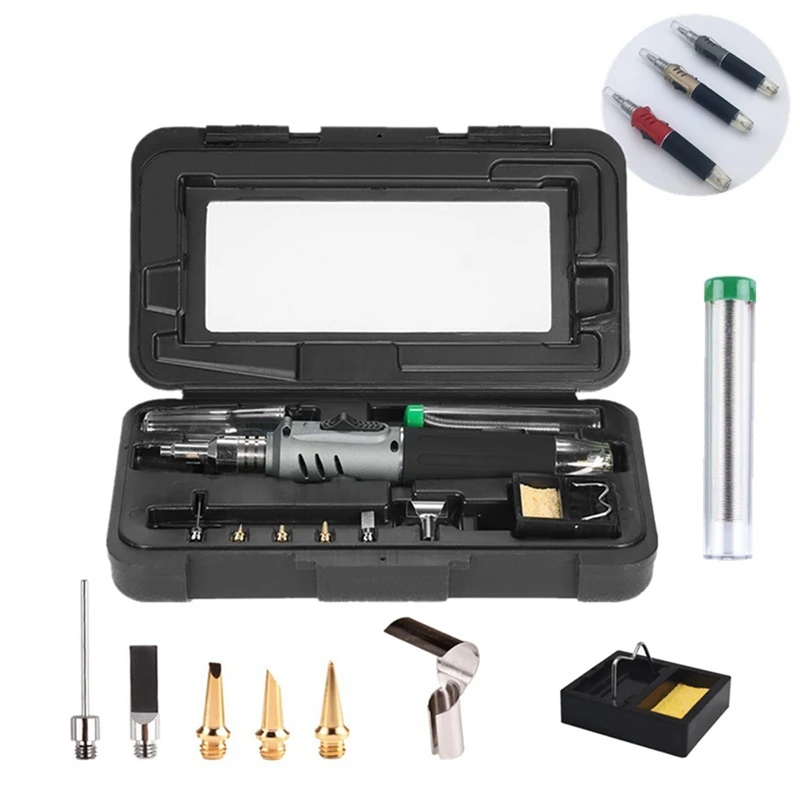 

10-In1 Gas Soldering Iron Portable Constant Temperature Electronic Maintenance Set As Shown Nylon+Plastic Welding Accessories