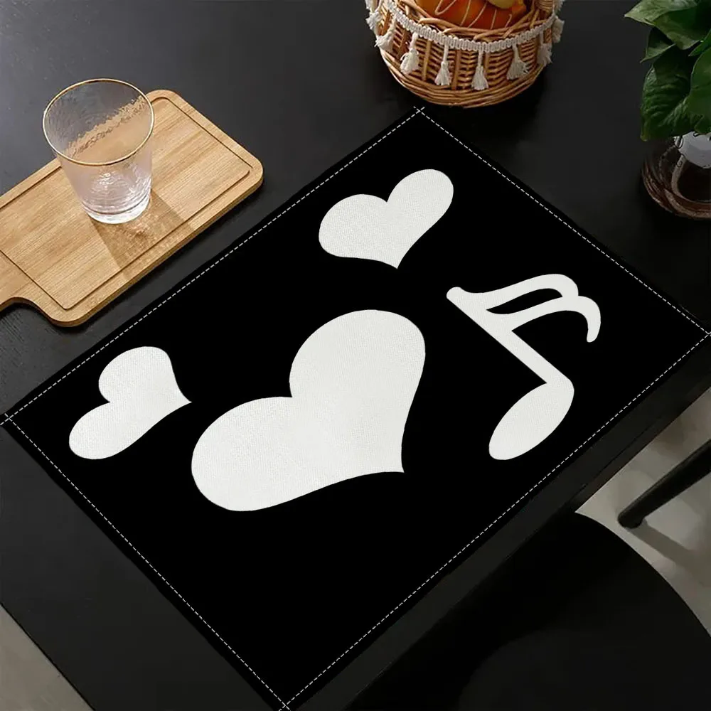 1PC Customizable Sublimation Table Kitchen,Pink White Geometry Grids Heat Resistant Dining Table Place Mat 7.14