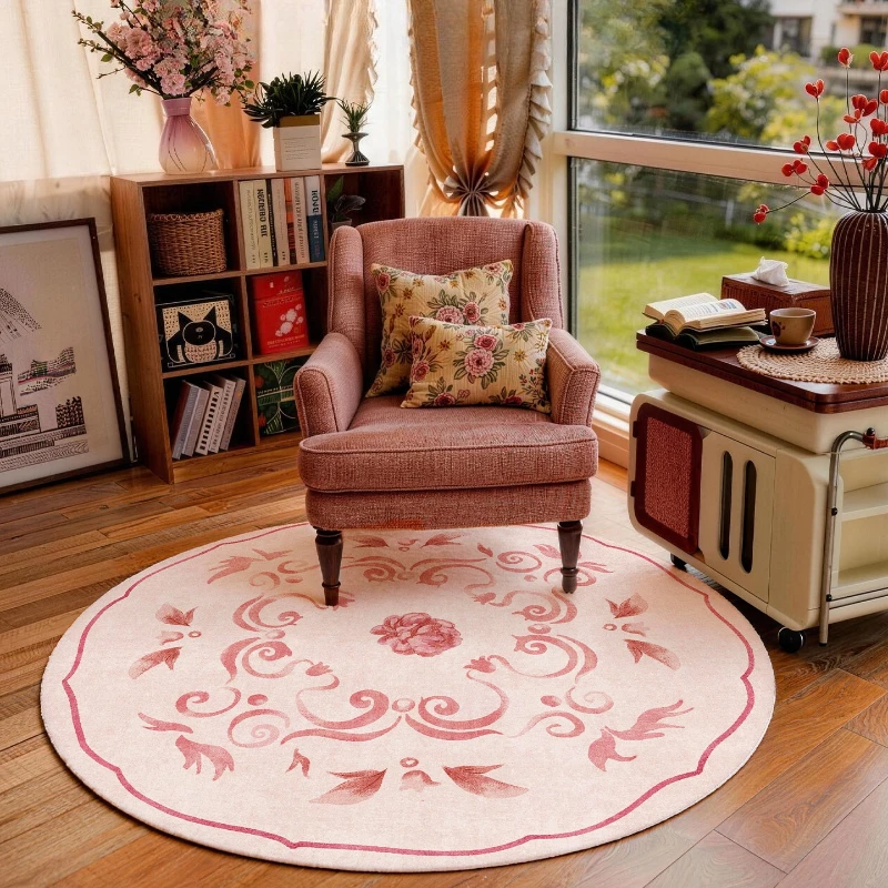 French Style Bedroom Decor Retro Carpet Round Carpets for Living Room Fluffy Soft Floor Mat Thicken Plush Cloakroom Washable Rug