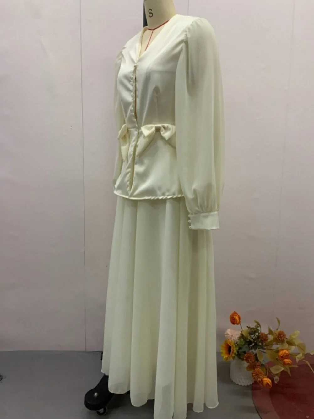 Dubai Eid Set da donna Camicia con scollo a V con bottoni Gonna Musulmana Dolce Musulman Ensembles Set da 2 pezzi Camicie Jalabiya Ramadan Arabo Lungo 2025