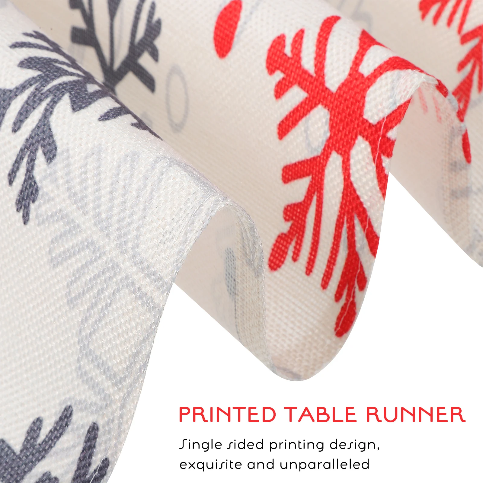 

Christmas Table Runner Linen Fabric with Snowflakes Pattern Reusable Easy Clean Decoration for Dinner Party Winter Holiday