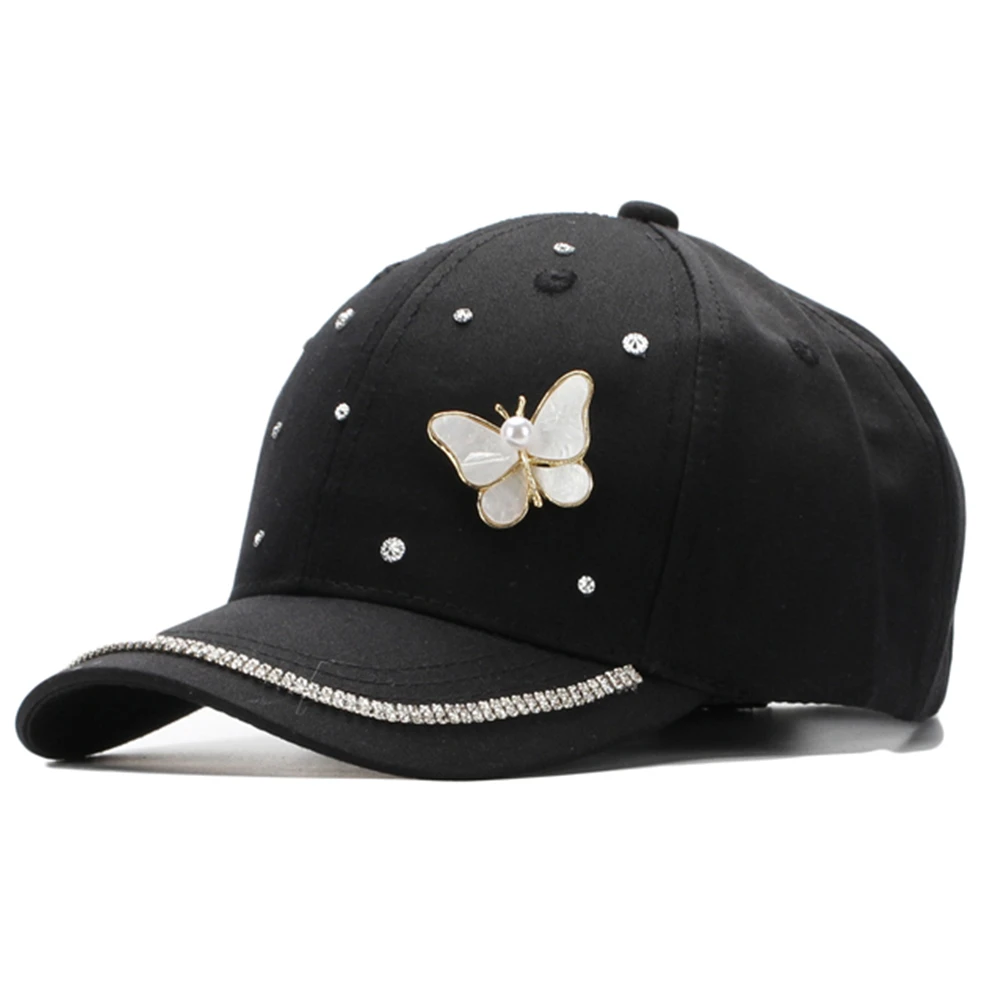 Children 54cm Head Width with Diamonds Hot Melt Adhesive Butterfly Baseball Cap for Boy Girl Outdoor Sparkle Belt Drill Hat BK29