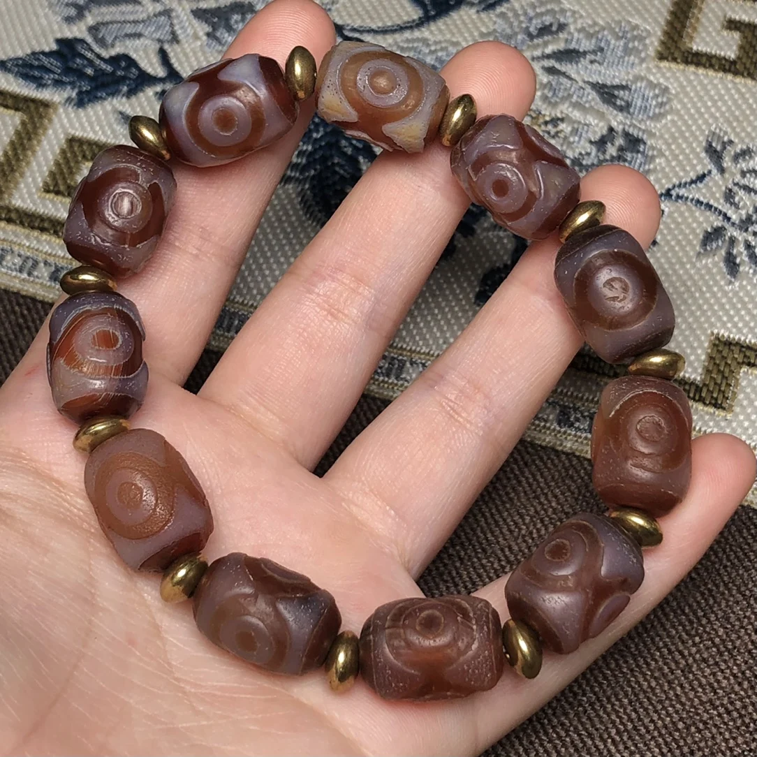 Tibetan dzi bead reflux old material wrapped weathering string accessories cultural toys collectibles agate high-end