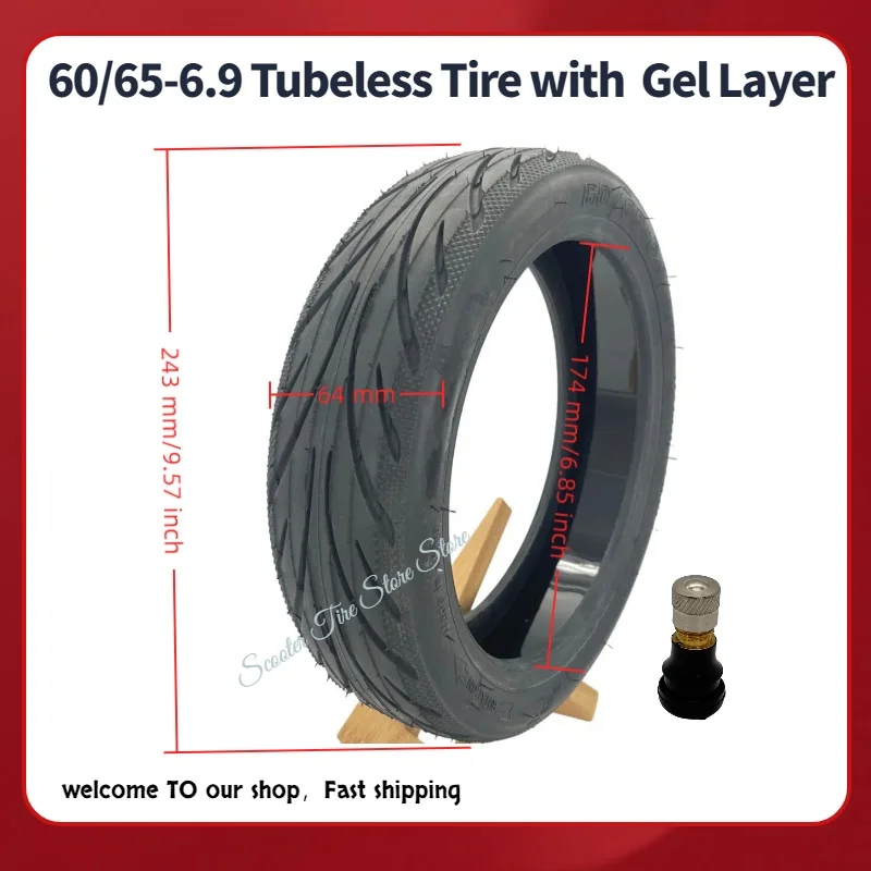 Max G2 G2D Rear Wheel Vacuum Tire Tubeless 60/65-6.9 with Gel Layer for E-Scooter Accessories