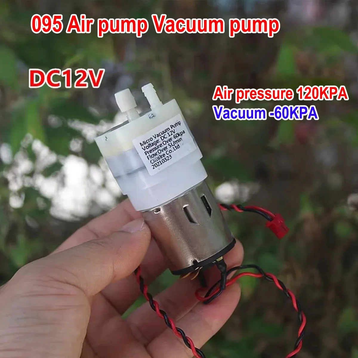 Micro Air Pump DC 7.4V-12V Big Air Volume 5L/min 120KPA 520 Motor Carbon Brush Vacuum Pump -65Kpa Silent Fish Tank Oxygen Pump