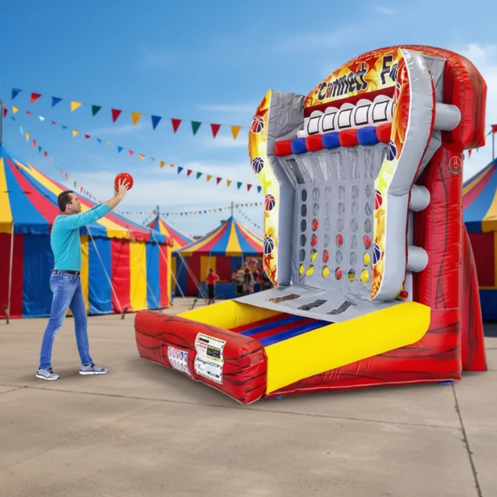 Giant Inflatable Connect 4, 4 in 1 Carnival Game, Interactive Sports for Kids and Adults, Fun Party Entertainment