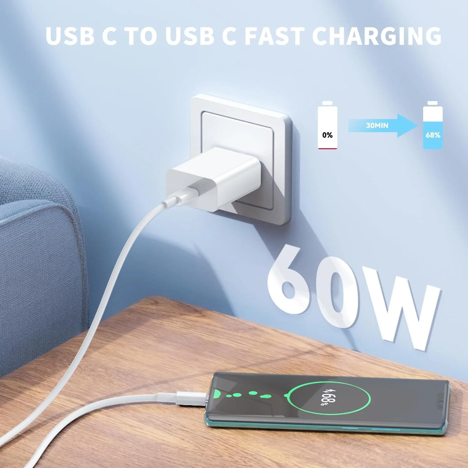 10er-Pack geflochtenes 60W USB-C-auf-USB-C-Schnellladekabel, PD-Datenübertragungs- und Ladekabel, kompatibel mit iPhone 17/16/15 Pro Max – Detail 3