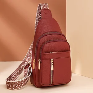 Multifunctional Retro Chic PU Soft Leather Crossbody Bag Multiple Zippered Pockets Versatile for Leisure and Sports