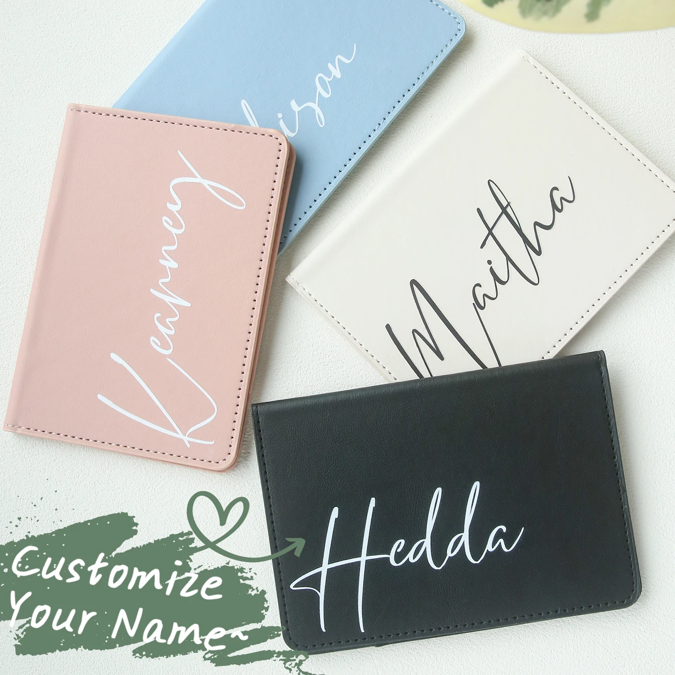 

1PCS Customized Name Leather Passport Cover - Personalized Monogram Chic Document Card Holder Unique Travel Accessory