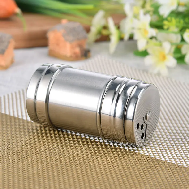 Stainless Steel Salt Pepper Shaker Portable Home Travel Seasoning Shaker BBQ Tool Spice Jar Kitchen Spice Bottle Gadget