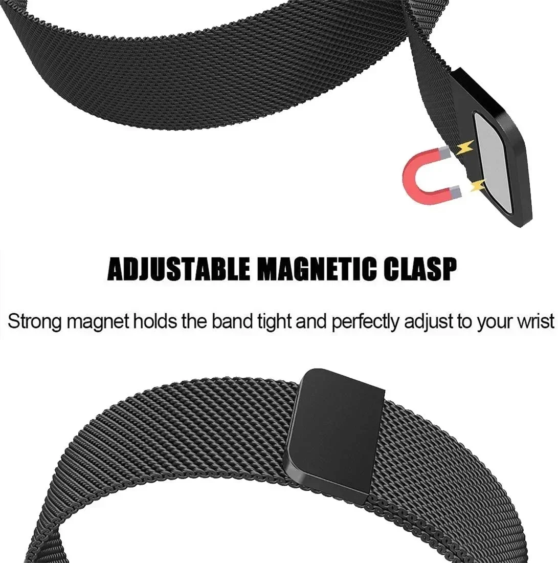 20/22 mm magnetische Milanese band voor Samsung Galaxy Watch 7 6 5 4 40 44 mm Gear S3 roestvrijstalen band voor Huawei 4 GT3 armband