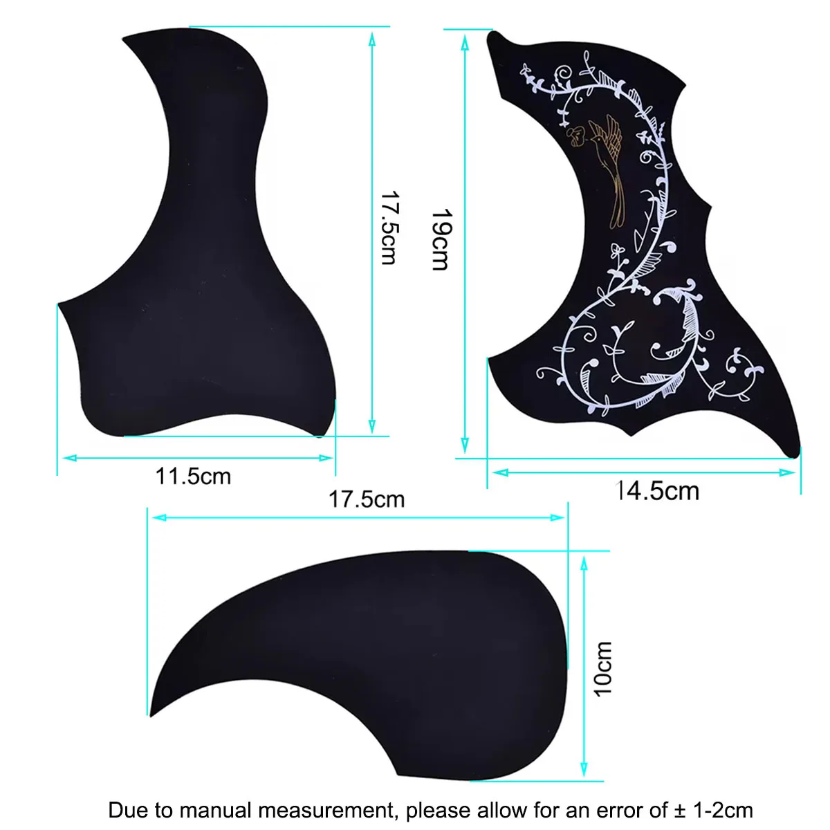 Miwayer Acoustic Guitar Pickguard – Drop/Flame Bird/Pattern Bird Shape, 38-41 inch, Celluloid, Anti-Scratch for Folk Guitar