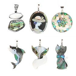 Natural Black Mother of Pearl Shell Animal Pendant Cat Fox Shark Lady Abalone Tree Charm DIY Woman Necklace Making Jewelry find