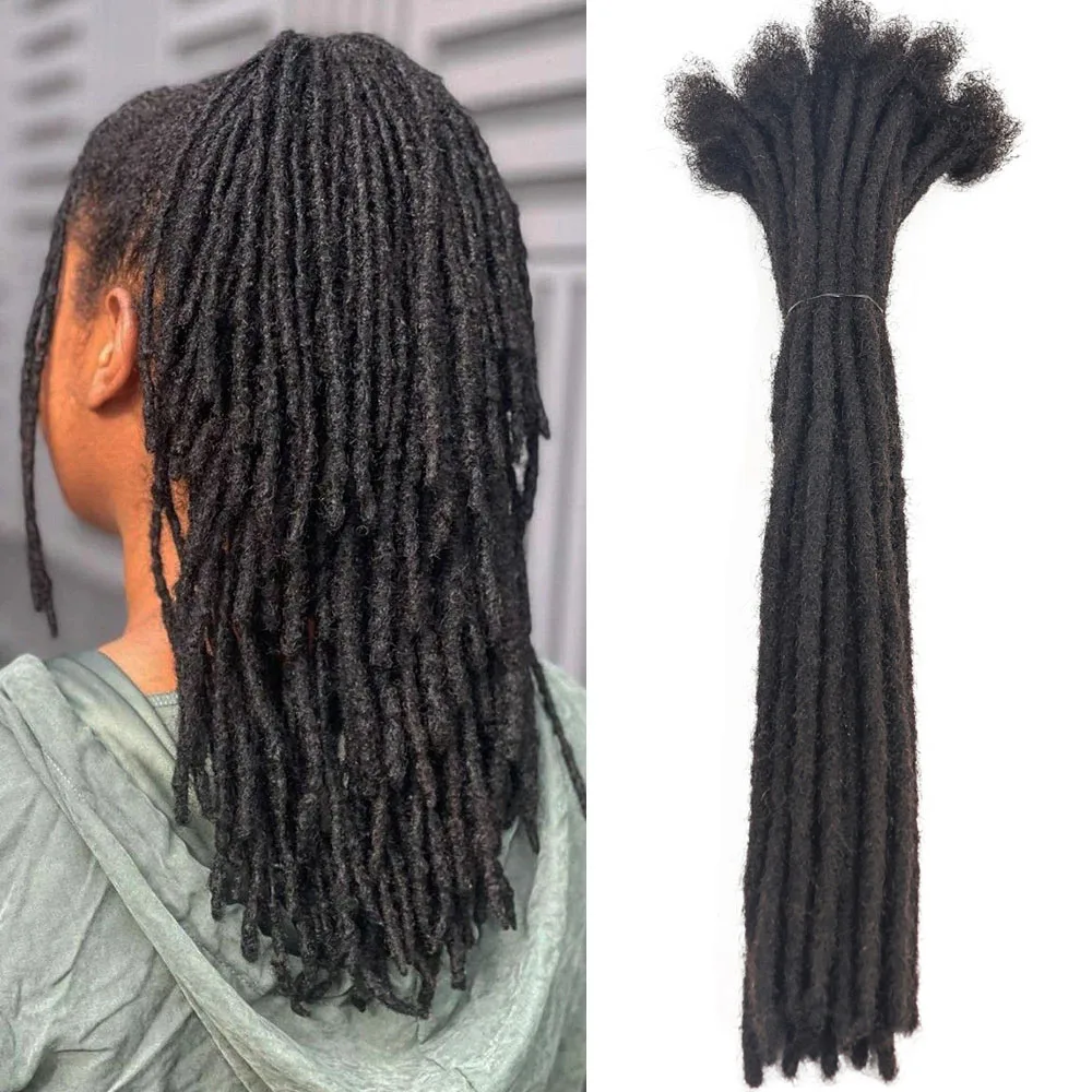 

4-28Inch 100% Real Human Hair Inter Loc Extensions 0.6cm Width Full Handmade Dreadlock Extensions 20 Strands For Men Women
