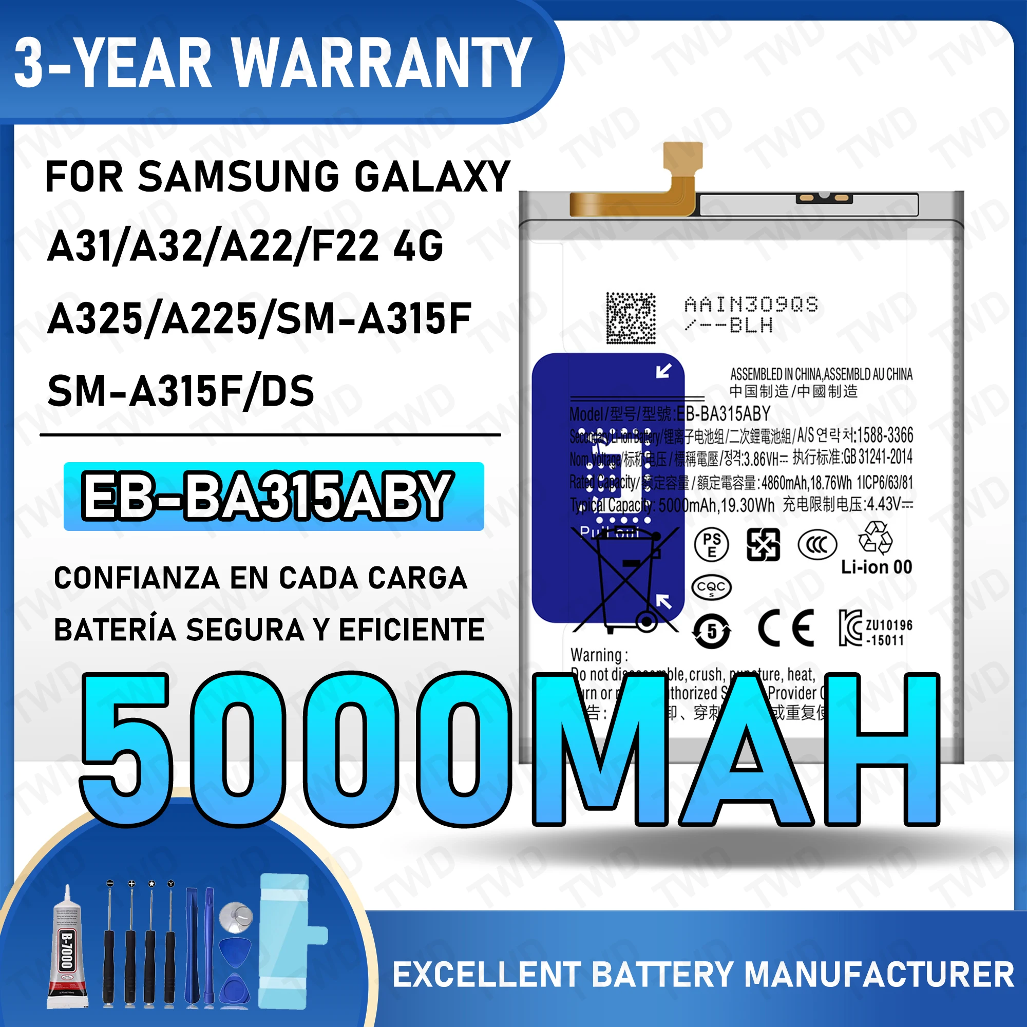 

EB-BA315ABY Large capacity Battery For Samsung Galaxy A31/A32/A22/F22 4G/A325/A225 Batteries New High Quanlity+Free Tools