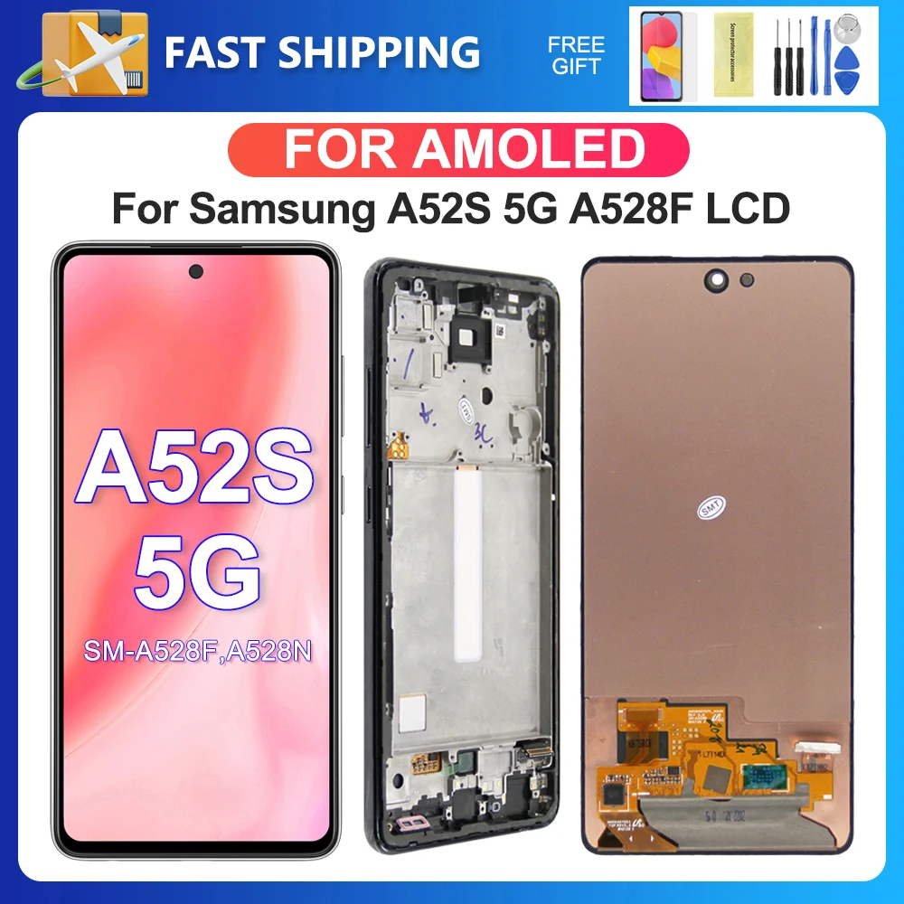 A52S 5G For Samsung For AMOLED A528 A528B A528B/DS A528N LCD Display Touch Screen Digitizer Assembly Replacement