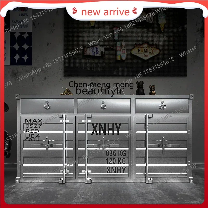 

SS new styleWrought iron dining side cabinet retro storage storage wine cabinet container industrial wind storage cabinetss 7486