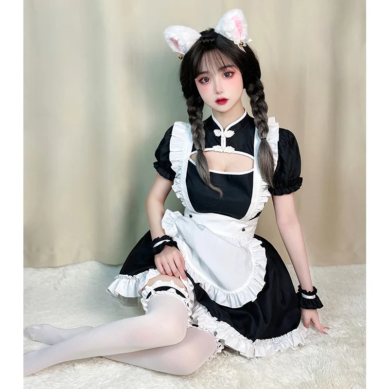 

Coffee Maid Waitress Outfit Chinese Cheongsam Dress Anime Cosplay Maid Uniform Japanese School Girl Plus Size Lolita PartyDress