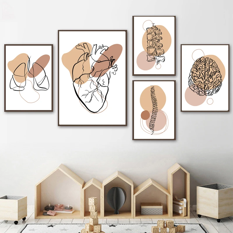 Human Anatomy Heart Lung Brain Teeth Skeleton Medical Wall Art Canvas Painting Posters And Prints Wall Pictures For Clinic Decor