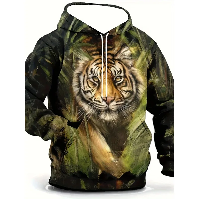2025 جديد الرجال هوديي ثلاثية الأبعاد مطبوعة الاستبداد النمر نمط محايد موضة كول طباعة عادية مناسبة لارتداء اليومي #4