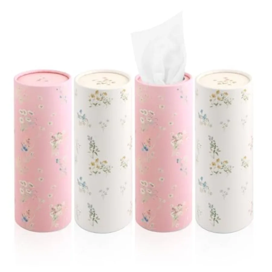 

4PCS Car Tissue Holder, Extractable Portable Car Tissue Cylinder for Storing Each Box 50 Tissues, Fashionable Reusable Tissues