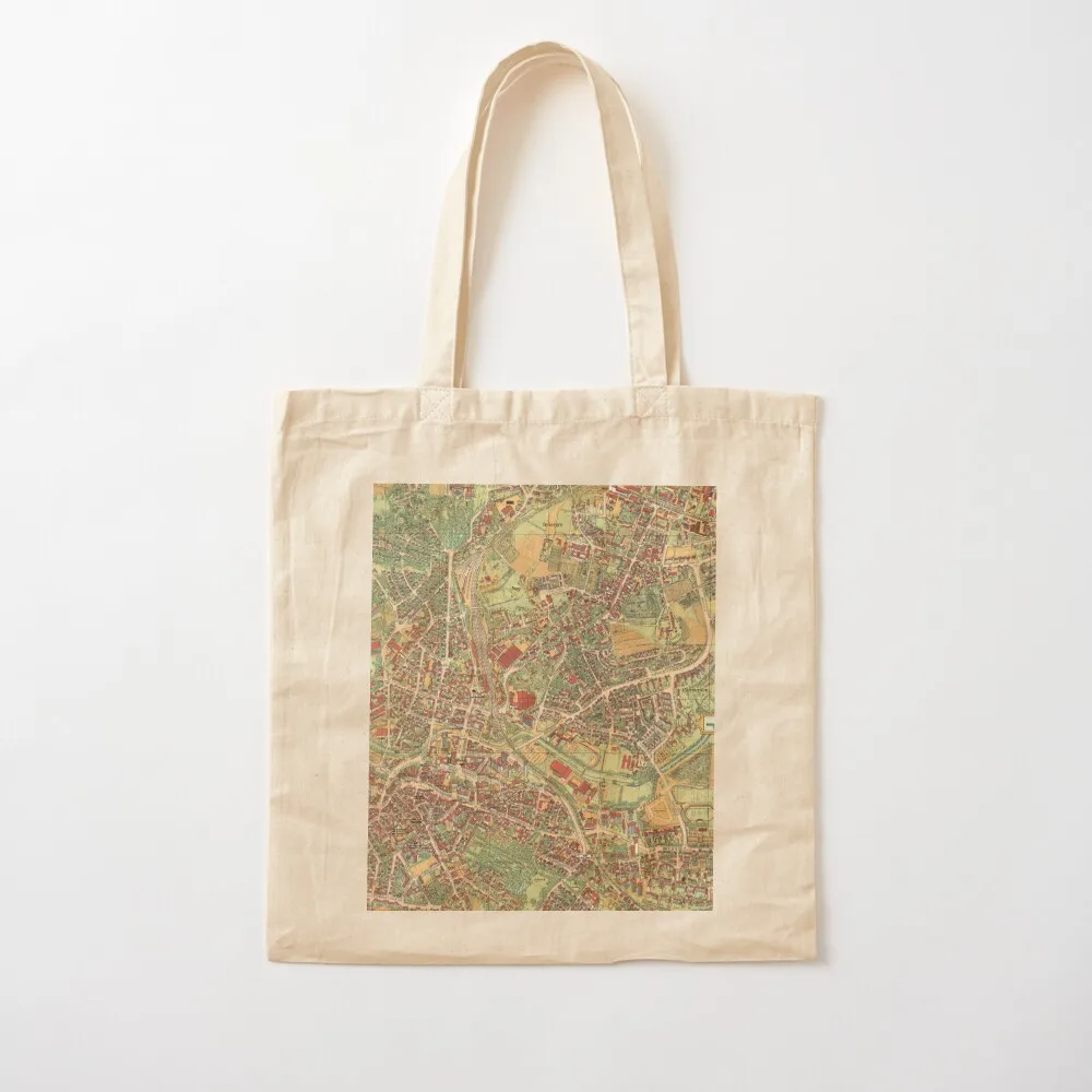 Vintage Map of Bayreuth, Germany Tote Bag free delivery bags university shopper bag Canvas Tote Bag