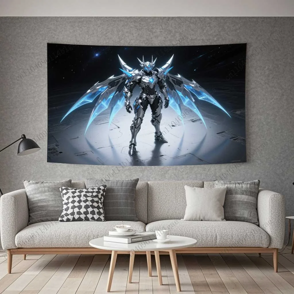 نسيج حائط محارب مدرع مستقبلي مذهل، نسيج غرفة الخيال العلمي لافتة للنظر، ديكور جدار البطل الميكانيكي الدراماتيكي #2