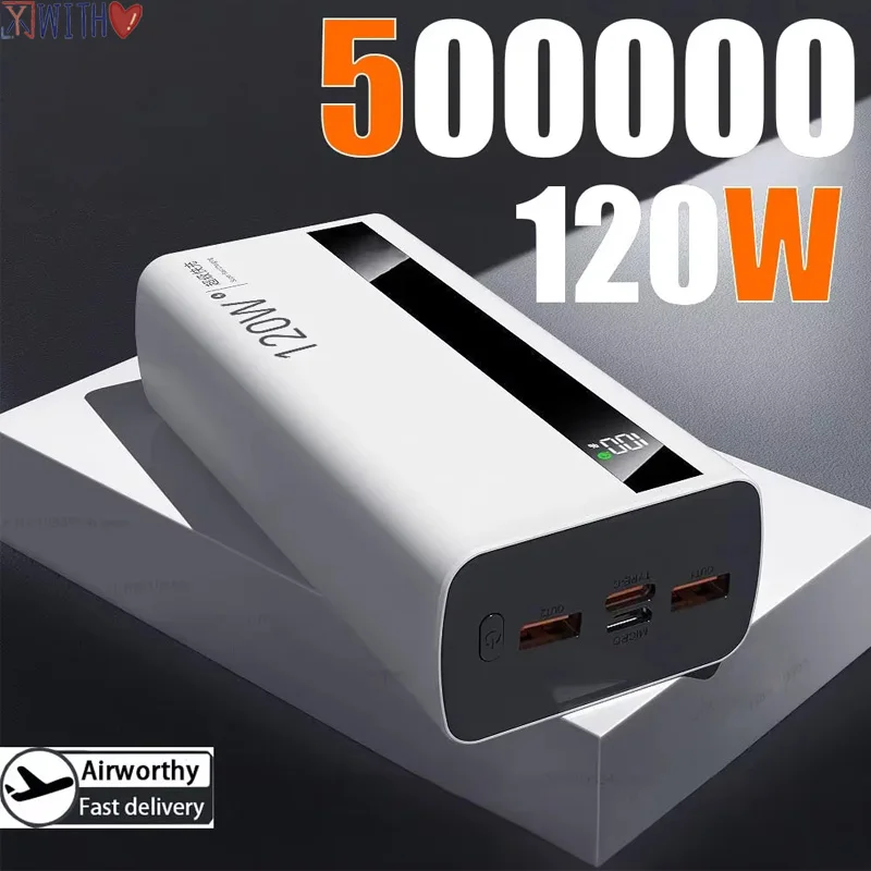 باور بانك Xiaomi 500000mAh عالي السعة 120 وات شحن سريع للغاية شاحن بطارية محمول لهاتف آيفون وسامسونج وهواوي
