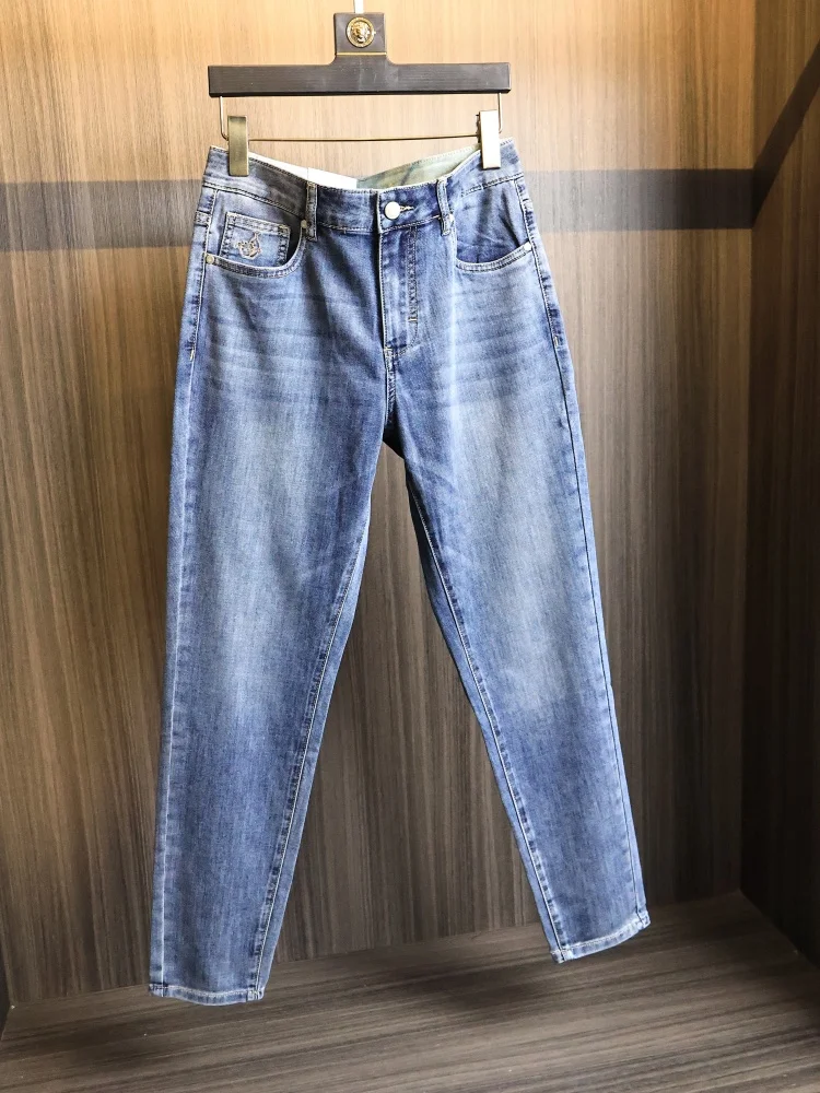 

Heavy Duty Washed Men's Casual Straight Leg Jeans Elastic Comfortable Summer Denim Pants Soft Smooth Fashion Urban Style