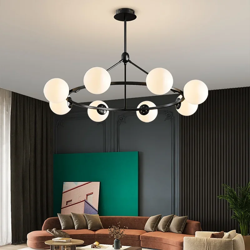 

SANDYHA элегантные скандинавские подвесные светильники железная стеклянная потолочная люстра для роскошного декора гостиной и ресторана