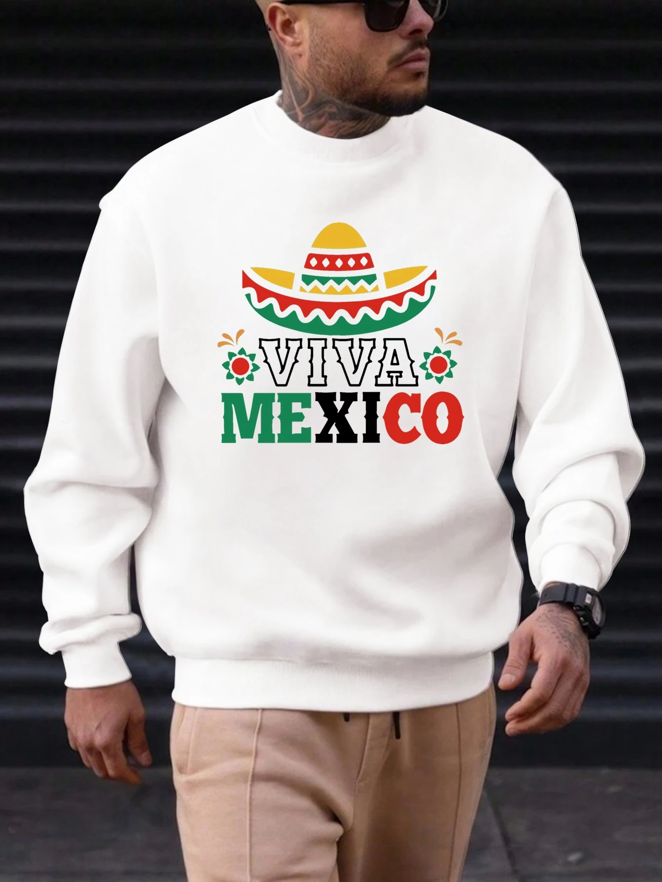 

2025 New Men's Cotton Sweatshirt VIVA MEXICO Pattern Printing Round Neck Fashion Casual High Quality Daily Top Clothing