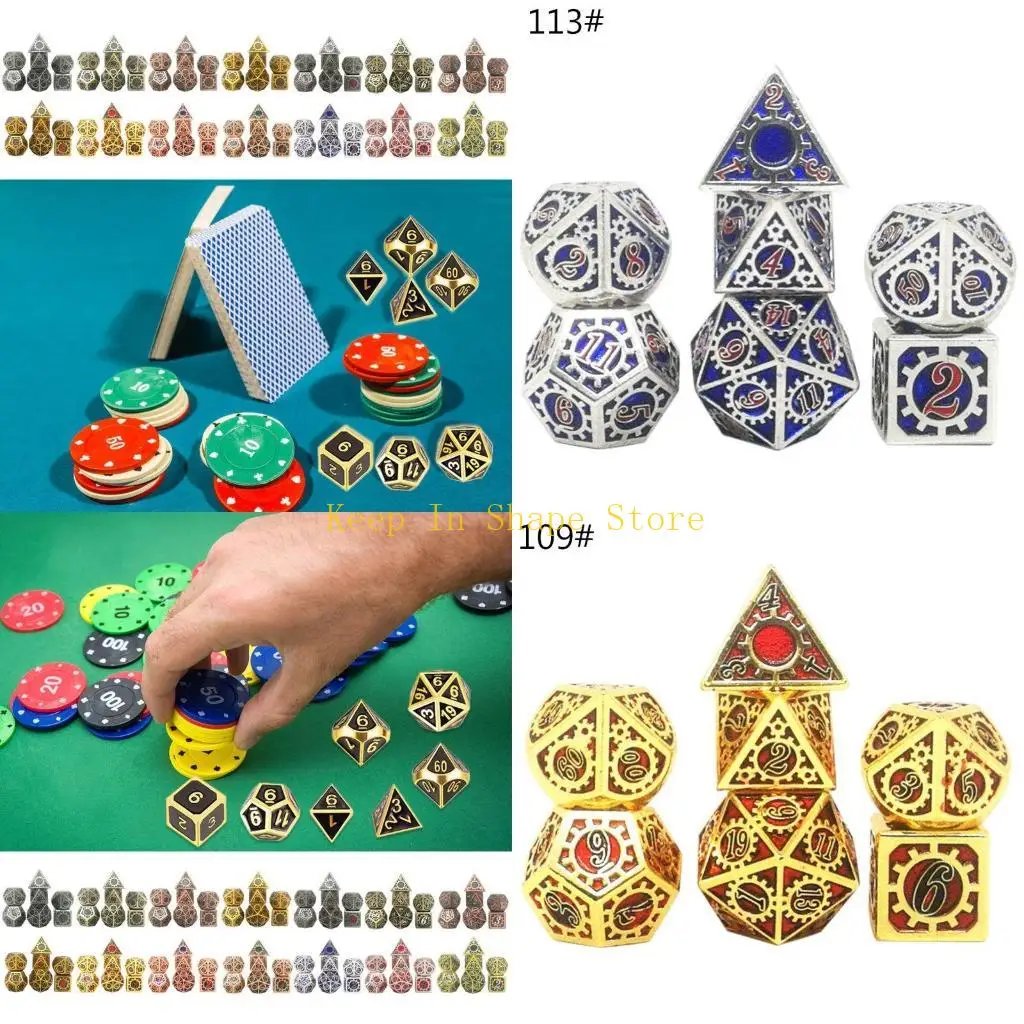 U1JC 7 قطع Polyhedral الزنك سبائك لعب الأدوار لعبة الزهر الزهر