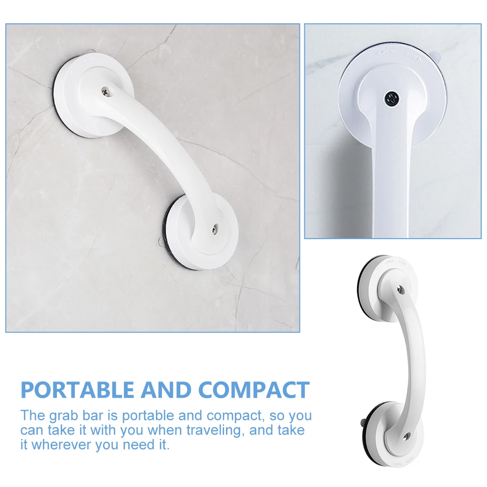 

Plastic Shower Handle Suction Cups Firmly Fixed Tiles Glass Easy Installation Portable Compact Design Bathroom Balance Bar Grab