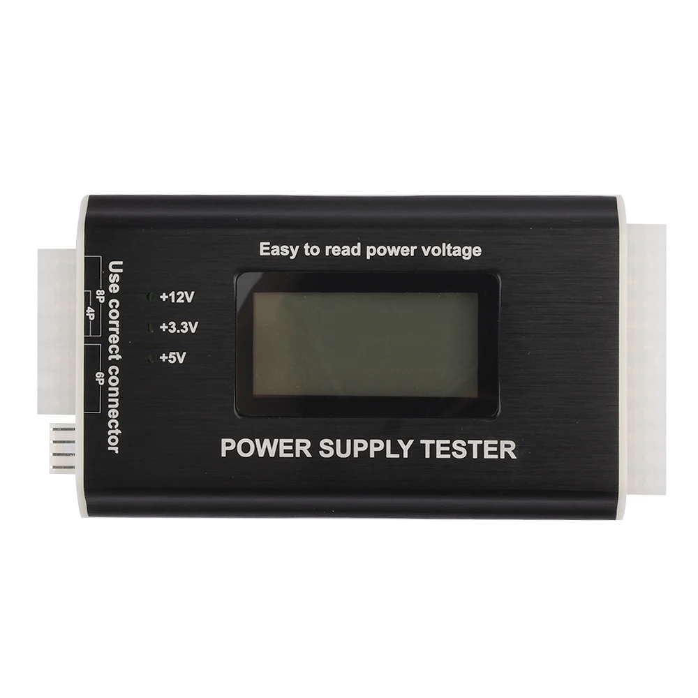 LCD Computer Power Supply Tester Diagnostic Tools ATX BTX ITX 20/24 Pin Power Supply Tester Battery Power Bank Meter