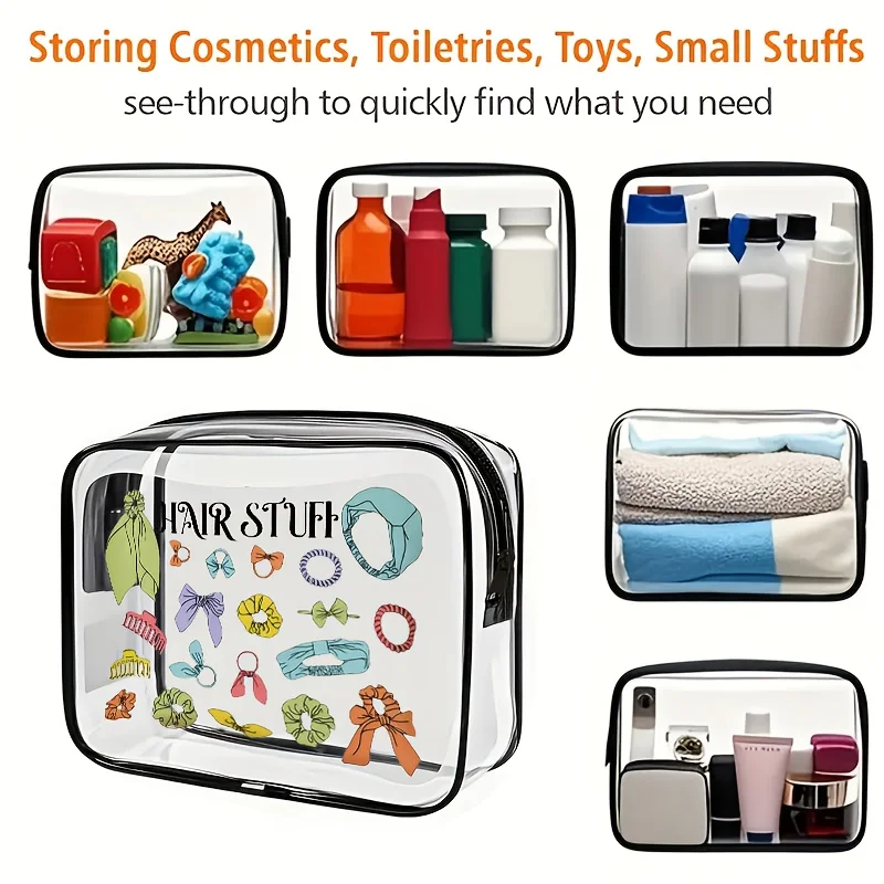 1pc Clear Makeup Bag Transparent Travel Toiletry Pouch TSA Airport Gym Wash Organizer Zipper Cosmetic Handbag Women Gift
