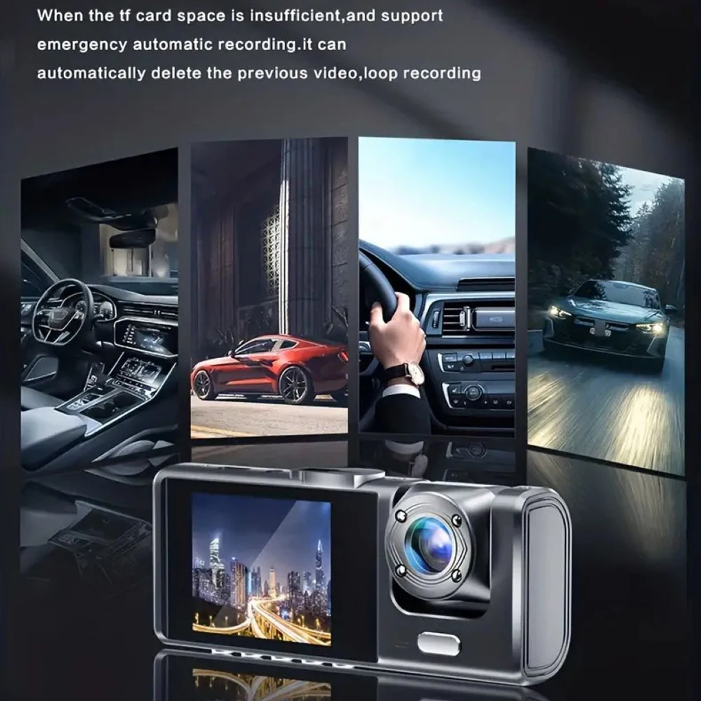 2/3 Channel DashCam 1080P FHD Car Camera Front Rear Inside Car DVR Recorder Equipped IPS Screen Vehicle Camera