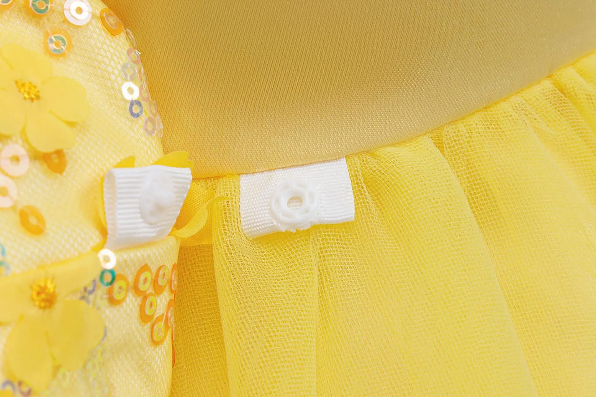 Mädchen Sommer Gelbe Pailletten Hochzeitskleider Tüll Karnevalsoutfits Mädchen Geburtstagsparty Kleider Mädchen Zeremonie-Outfits – Detail 10
