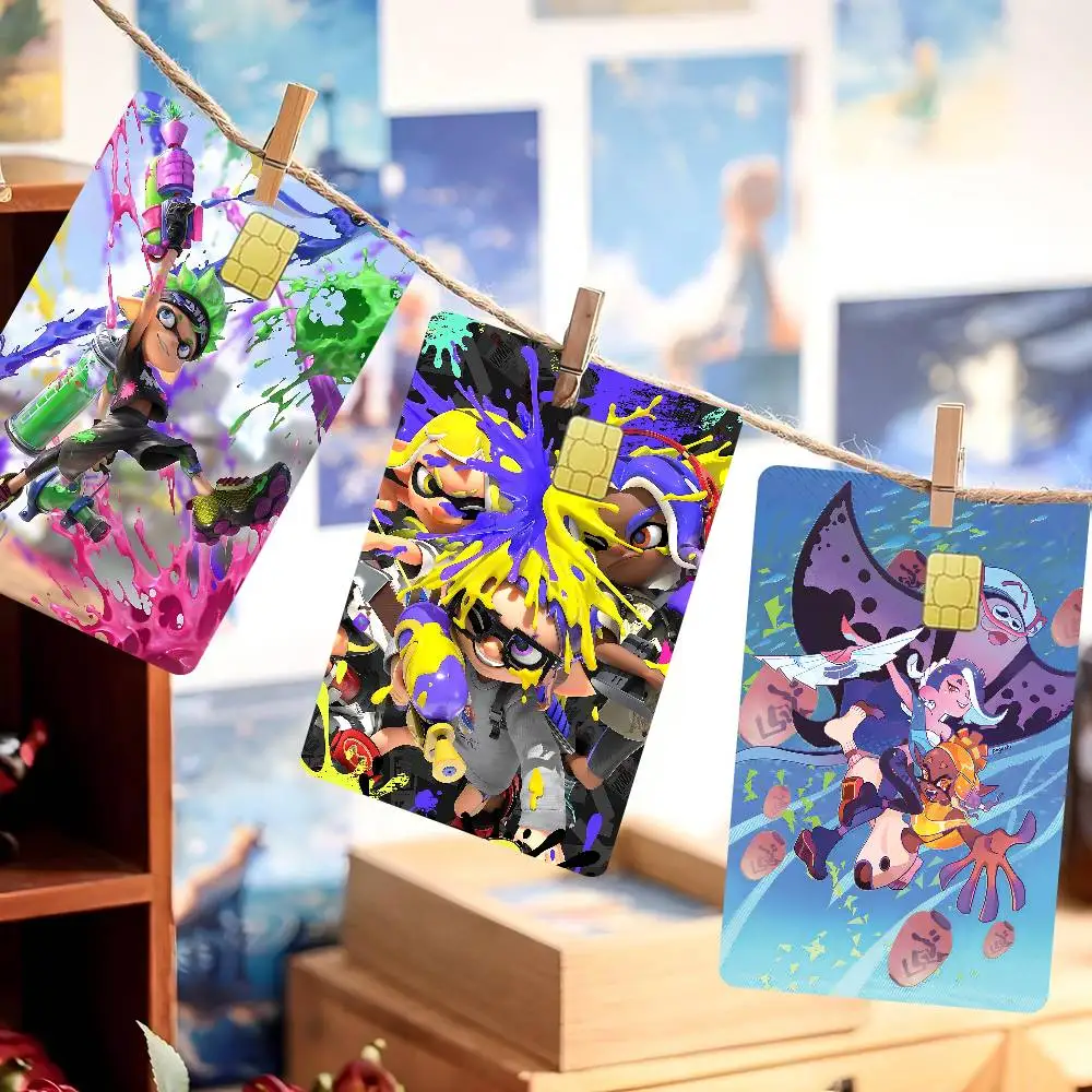 S-Splatoon 3 Anime Young Creidt Card Debit Card Sticker Film Case Front Tape For Small Big Chip No Chip