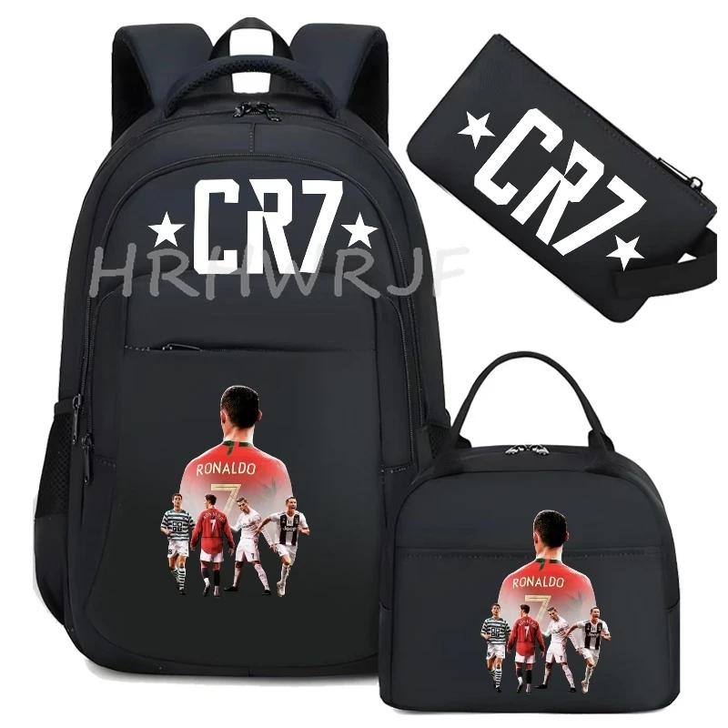 Football CR7 Backpacks Print 3Pcs/set Camouflage School Bags With Lunch Bag Hikking Boy Student Teens Rucksack Girl Casual