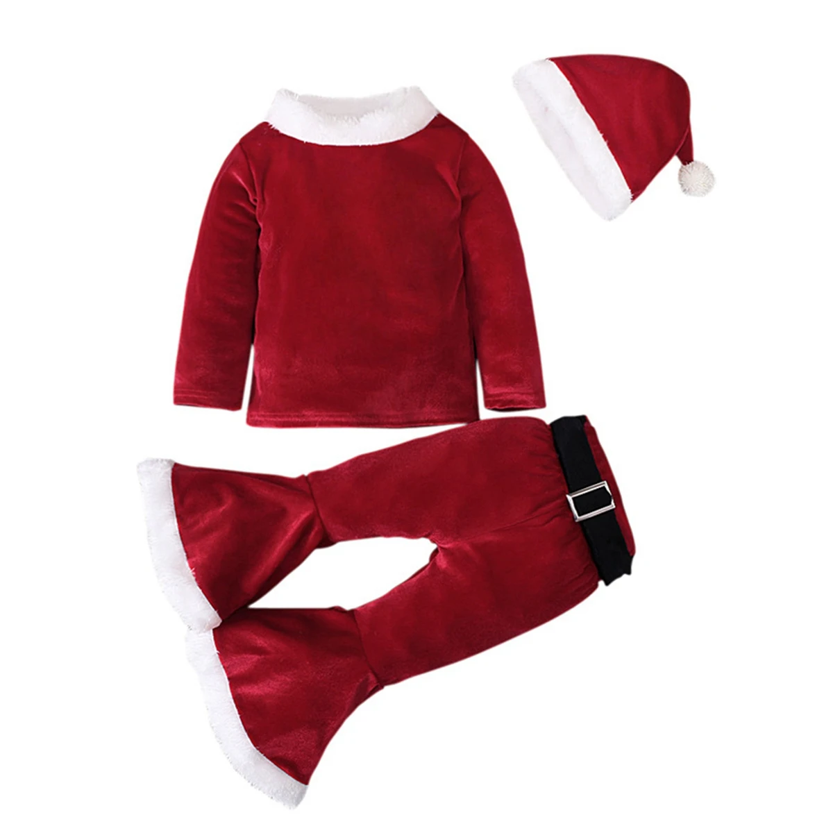 Kids Christmas Newborn Clothing Sets Winter Fleece Tops+Pants+Hats Baby Clothes Costume Xmas,120