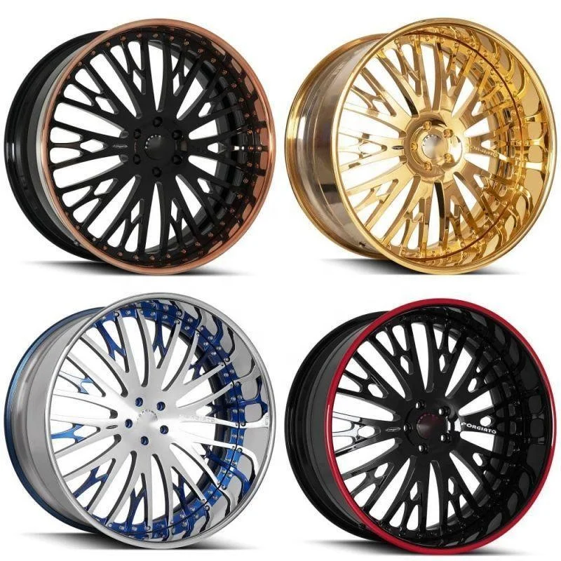 passenger car wheels  alloy Forged full gold  racing  rims double piece16 17 18 19 20 22 24 inch 4 hole 5 hole