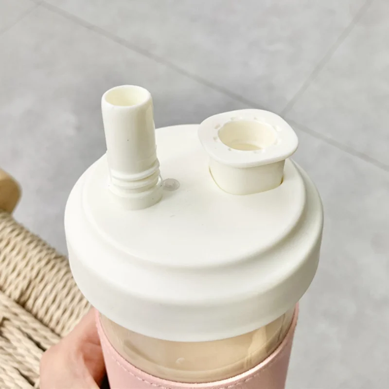 500/850ML Cute Pearl Milk Tea Straw Plastic Water Bottle with Cup Cover Women Large Capacity Juice Boba Milk Cup Drop-proof