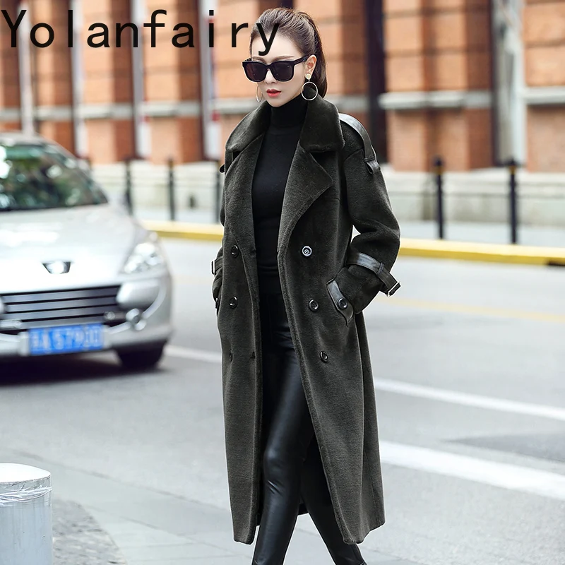 

2023 New Sheep Fleece Coat Women's Winter Jacket Medium Long 100% Wool Real Fur Coats and Jackets Women Clothing Eletant Tops FC