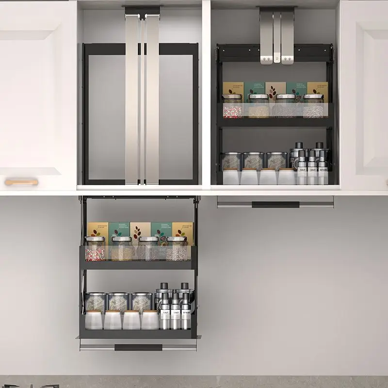 

pull-down basket pull-down telescopic seasoning up and down vertical rack hanging cabinet lift pull-down basket top cabinet buff