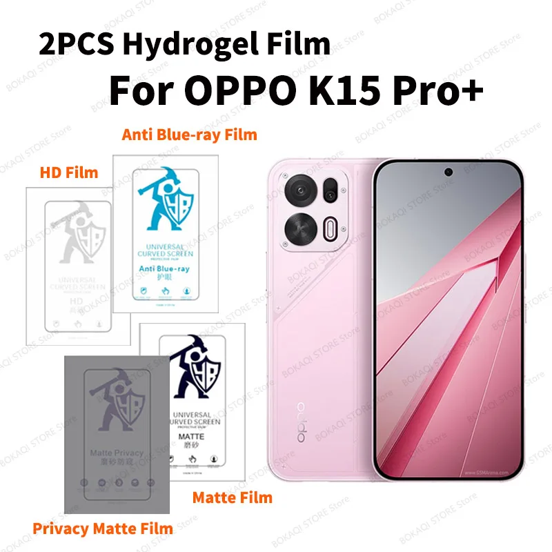 Película de hidrogel mate HD para OPPO K15 Pro +, película protectora antiarañazos de privacidad para OPPO K15 Pro, Protector de pantalla azul