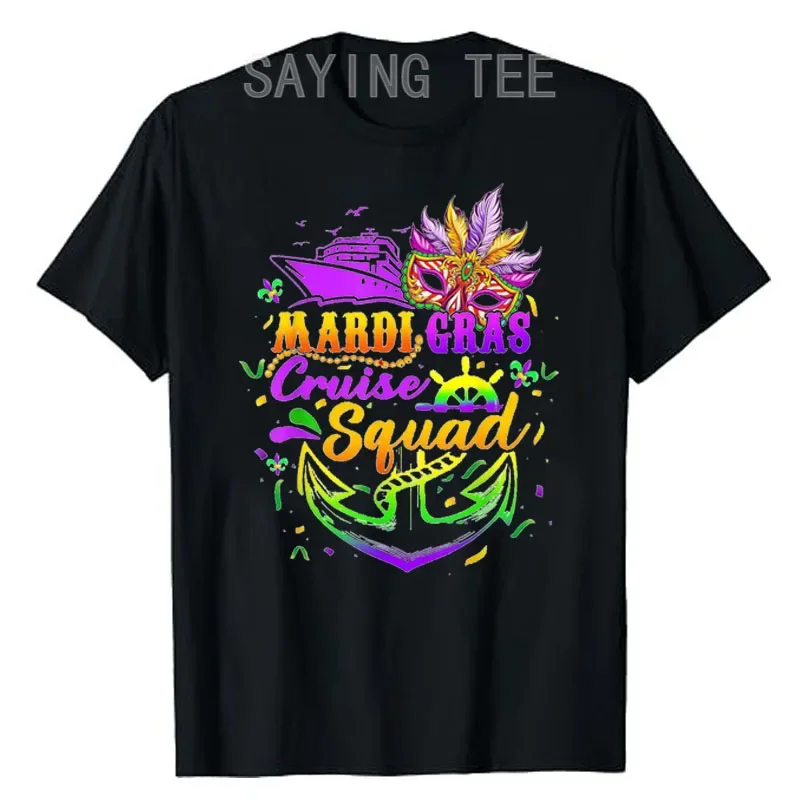 

Mardi Gras Cruise Squad 2024 Matching Group Family Vacation T-Shirt Mardi Gras Costume Graphic Outfits Short Sleeve Saying Tee